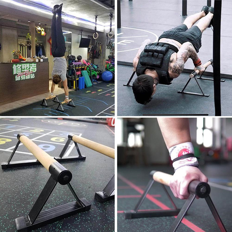 Wooden Parallettes Set Push-up Parallel Bars Stretch Double Rod Stand Calisthenics Handstand Anti Gravity Fitness Equipment F20 Y200506