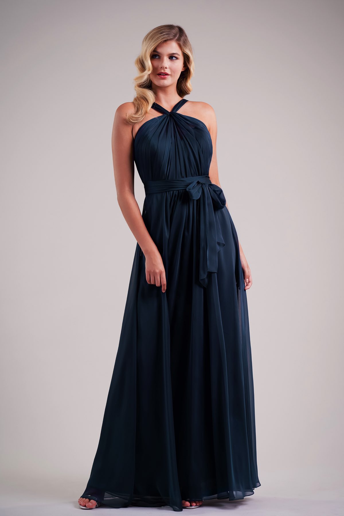 New Jasmine Bridesmaid Dresses Chiffon Halter Ruffles Ankle Length Plus Size Maid Of Honor Gowns Wedding Guests Robes