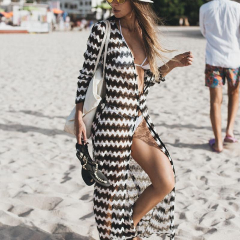 White Black Wave Crochet Cover Up Maxi Beach Dress Deep V Neck Open Front Beachwear Women Robe Plage Long Sleeve Holiday Boho
White Black Wave Crochet Cover Up Maxi Beach Dress Deep V Neck Open Front Beachwear Women Robe Plage Long Sleeve Holiday Boho
