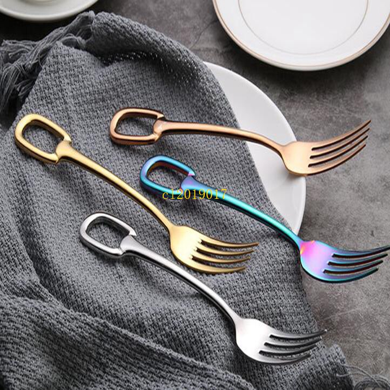 free shipping 10set Creative Nordic 304 stainless steel tableware set hanging hole series knife fork spoon practical Western tableware set o