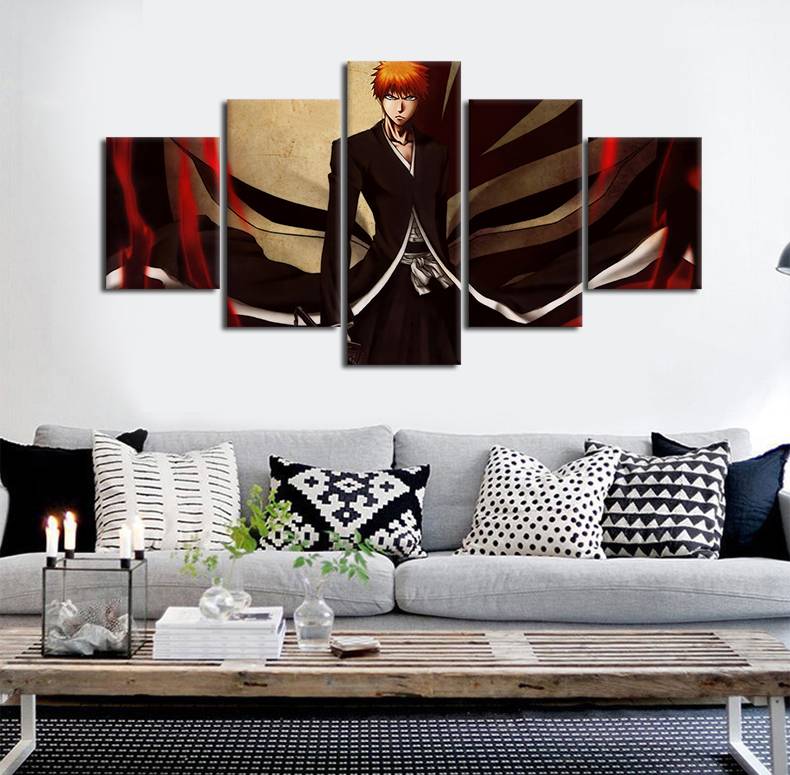 5pcs/set Unframed Bleach kurozaki Ichigo Anime Poter Painting On Canvas Wall Art Painting For Living Room Decor