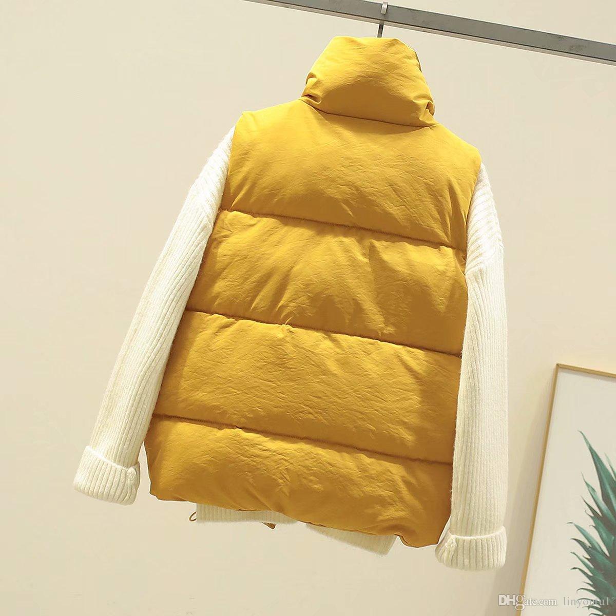 Cotton Coat Outwear Winter Vest Thick Section Keep Warm Vest Coat Turn-down Collar Solid Cold Season Coat Women's Clothing