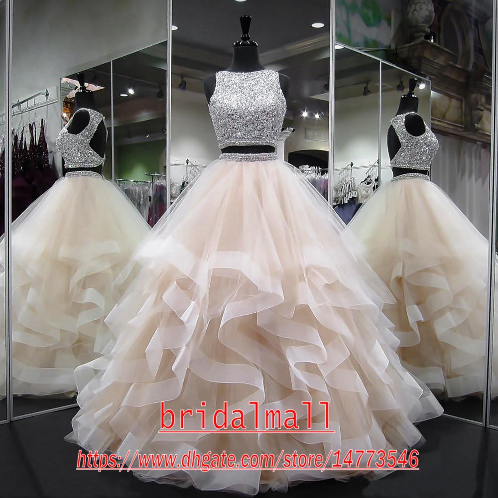 New Sequined Crystals Two Pieces Prom Dresses 2020 Champagne Tulle Sweet 16 Quinceanera Ball Gowns Sexy Backless Formal Party Pageant Dress, Lavender
New Sequined Crystals Two Pieces Prom Dresses 2020 Champagne Tulle Sweet 16 Quinceanera Ball Gowns Sexy Backless Formal Party Pageant Dress, Lavender