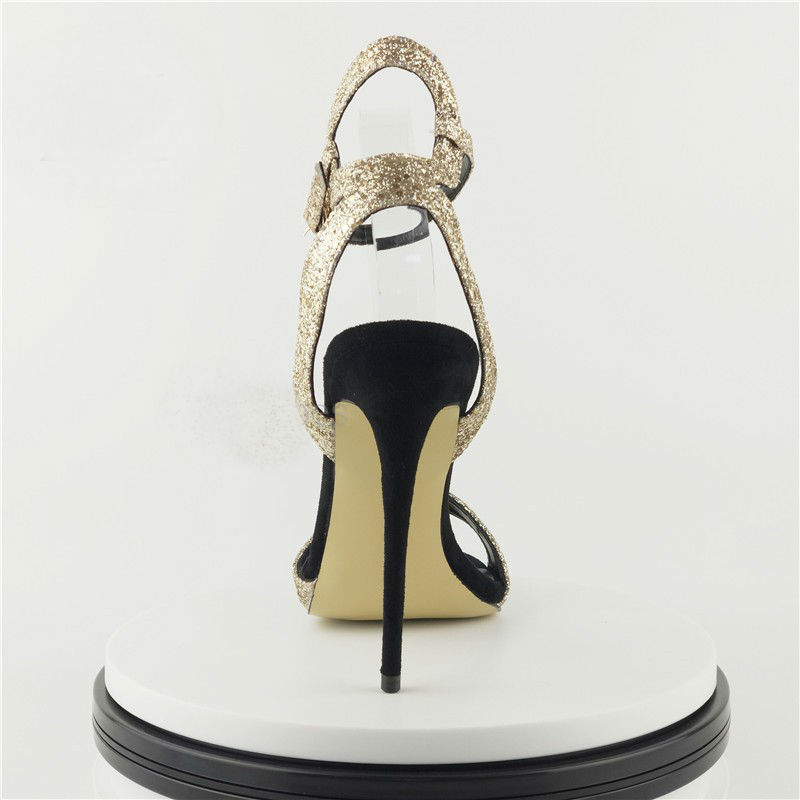luxury high heel pointed toe women sandals in stock summer black gold sexy designer shoes