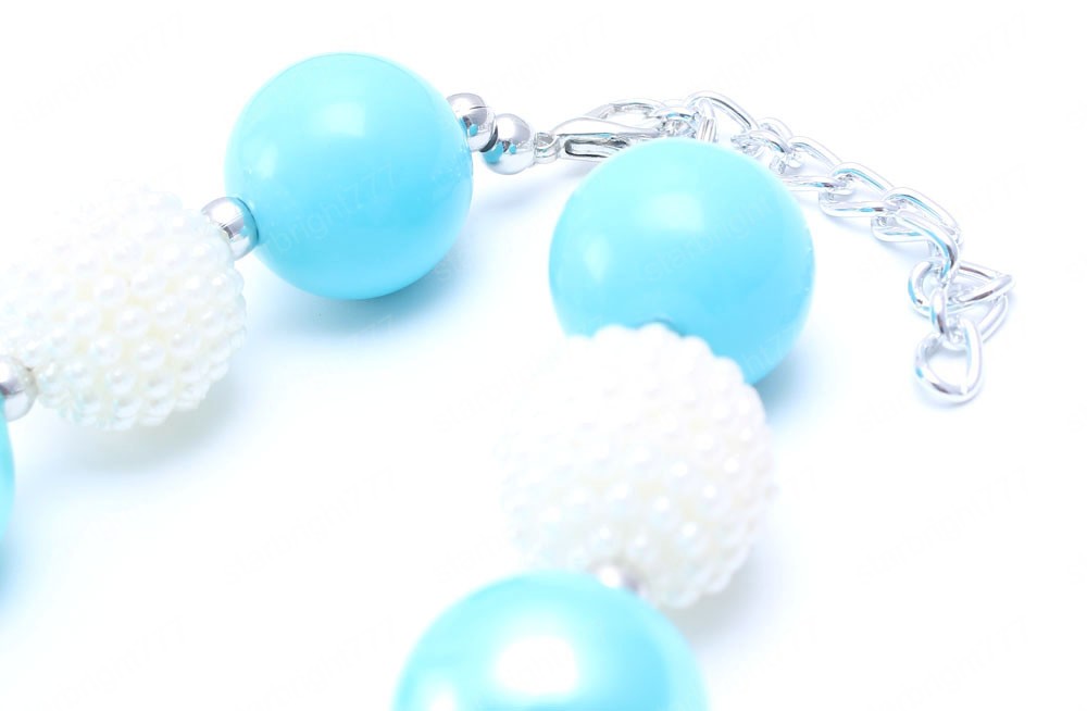 Fashion Blue Kid Chunky Necklace Snow Flower Girl Children Bubblegum Bead Chunky Necklace Toddle Kid Jewelry