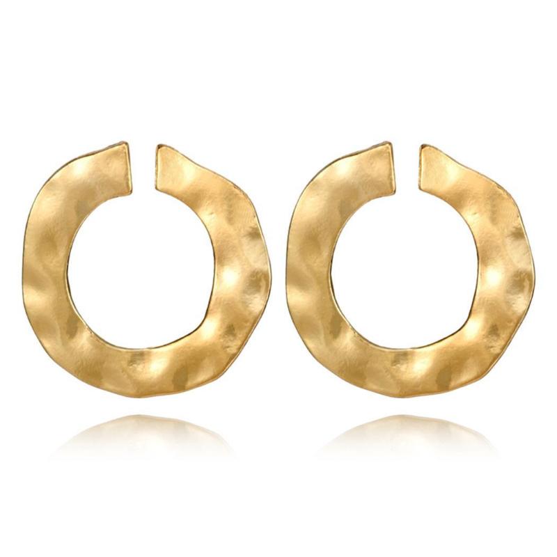 Charm Women Fashion Geometric Shape Push Back Pierced Casual Hoop Earrings Silver, Gold