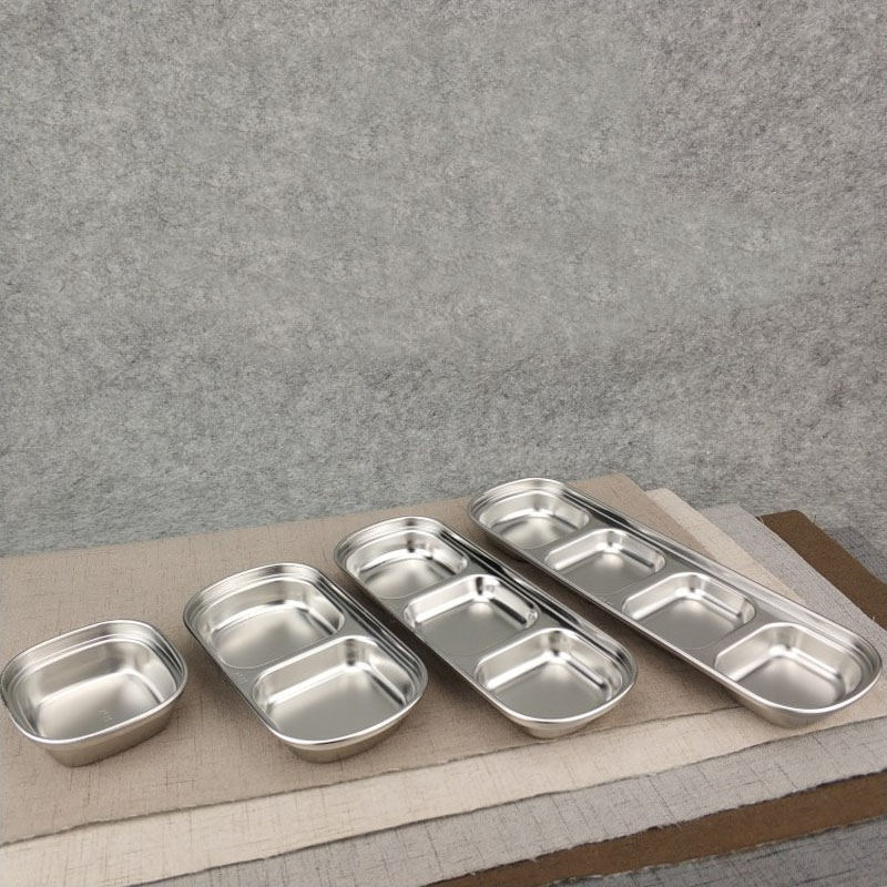 Stainless Steel Pepper Roast Meat Sauce Dishes Bowl Food Seasoning Tray Separate Sushi Vinegar Soy Plates Tableware QW9951
Stainless Steel Pepper Roast Meat Sauce Dishes Bowl Food Seasoning Tray Separate Sushi Vinegar Soy Plates Tableware QW9951