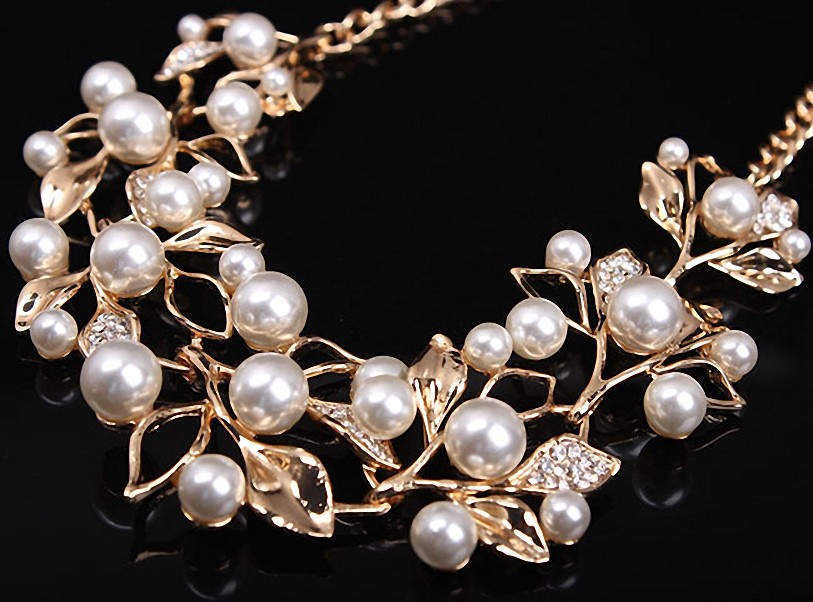 Fashion- Pearl Necklaces & Pendants Leaves Statement Necklace Women Collares Ethnic Jewelry for Personalized Gifts Free Shipping