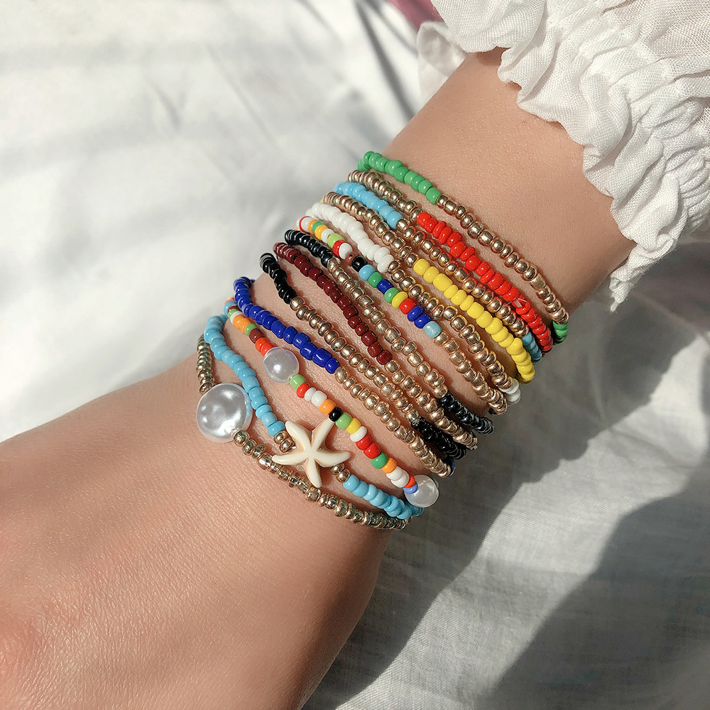 Indian style jewelry mix and match colorful rice beads bracelet exaggerated multi-layer elastic rope string beads bracelet combination
Indian style jewelry mix and match colorful rice beads bracelet exaggerated multi-layer elastic rope string beads bracelet combination