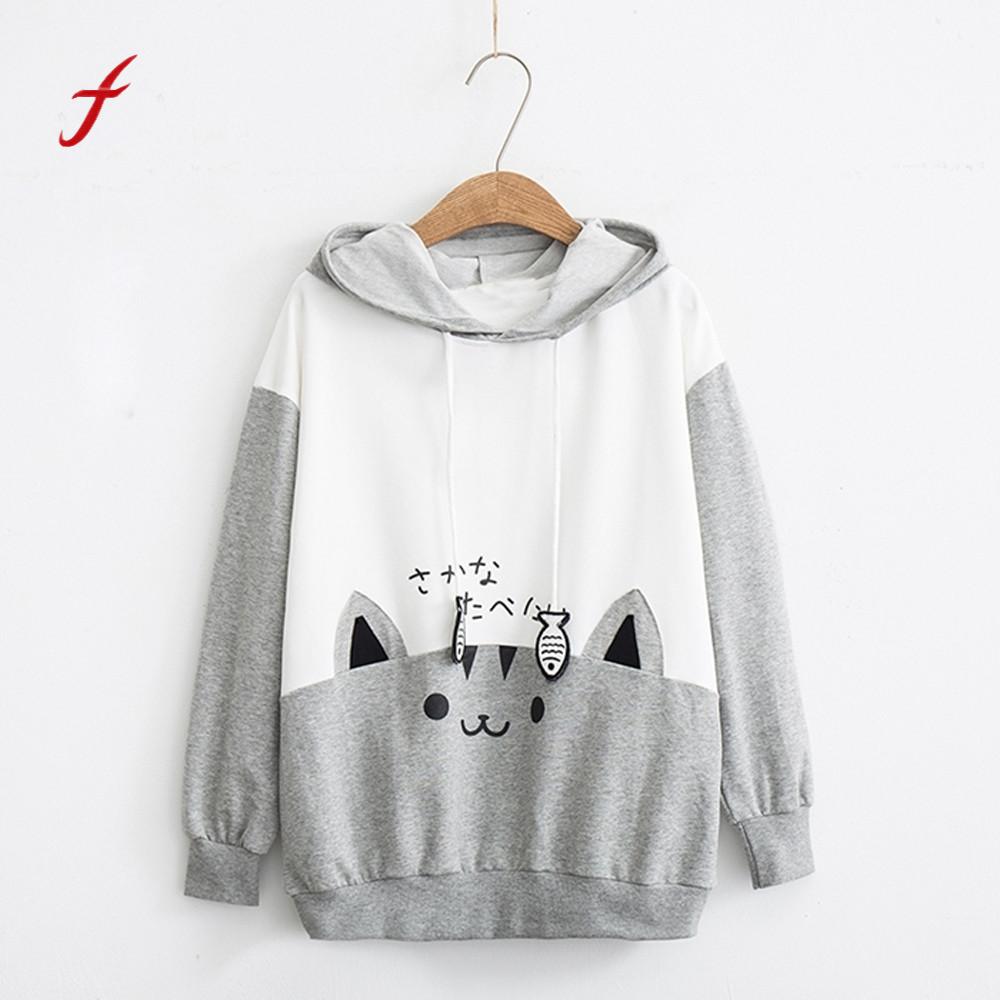 2018 Winter New Fashion women pullover Long Sleeve Kitty Cat Print Pocket Thin Hoodie Casual Long Sleeve Hooded Pullover, Gray
2018 Winter New Fashion women pullover Long Sleeve Kitty Cat Print Pocket Thin Hoodie Casual Long Sleeve Hooded Pullover, Gray