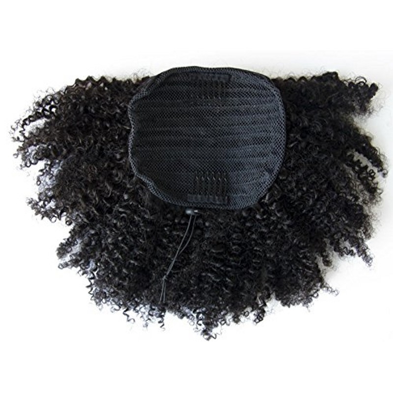 African american ponytail colored afro puff black Weave pony tail chignon updo 100 human hair drawstring for black women 120g
