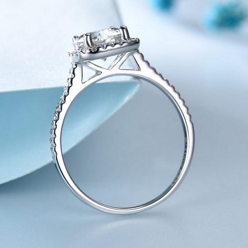 Ins Top Selling Sweet Fine Jewelry Sterling Sier Round Cut White Topaz CZ Dia Gemstones Party Promise Wedding Women Ring