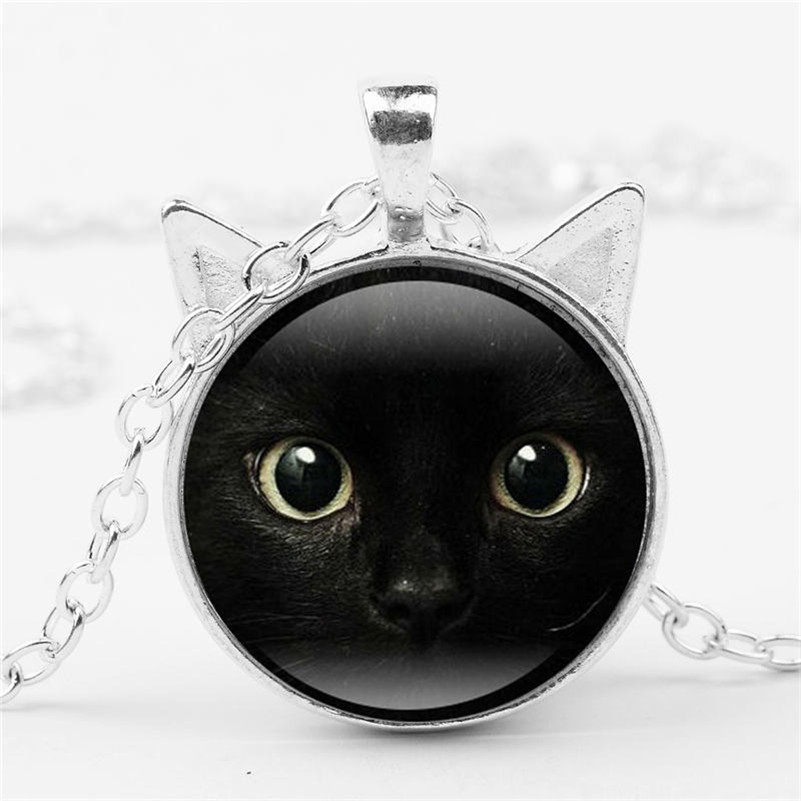 Black Glass Cabochon Necklace cat Ear Frame Pendants necklaces women kids fashion jewelry 1625, Silver
Black Glass Cabochon Necklace cat Ear Frame Pendants necklaces women kids fashion jewelry 1625, Silver