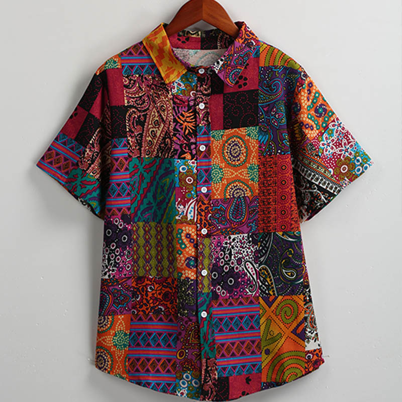 Vintage Men Summer Blouse 4XL 5XL Big Size Colorful Print Cotton Linen Shirts Turn-Down Collar Short Sleeve Buttons Men's Tops, Multi
Vintage Men Summer Blouse 4XL 5XL Big Size Colorful Print Cotton Linen Shirts Turn-Down Collar Short Sleeve Buttons Men's Tops, Multi
