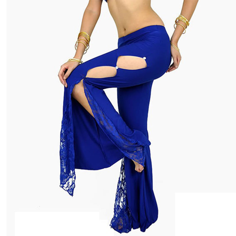 Ladies Belly Dance Pants Side Slit Lace Practice Senior Crystal Cotton Belly Dance Long Flared Trouser Professional wear, Black 
Ladies Belly Dance Pants Side Slit Lace Practice Senior Crystal Cotton Belly Dance Long Flared Trouser Professional wear, Black