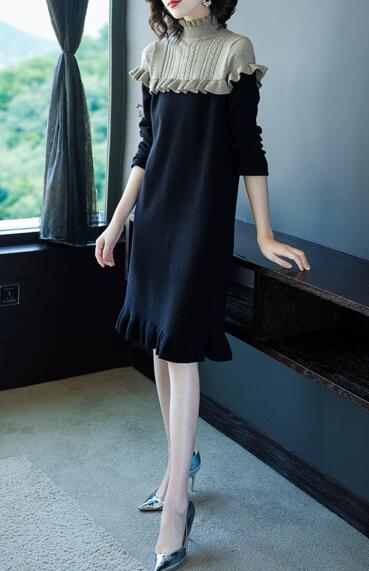 Fall New European and American Plus Size Women Fashion Loose Turtleneck Long Sleeve Temperament Sweater Knit Dress, Black
Fall New European and American Plus Size Women Fashion Loose Turtleneck Long Sleeve Temperament Sweater Knit Dress, Black