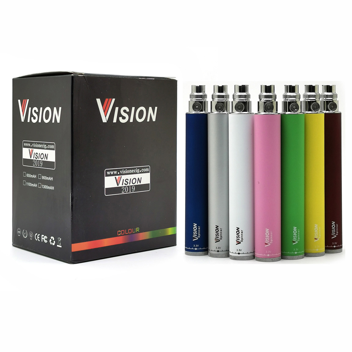 Vision Spinner Battery Vape Pen Battery E Cigarette 3.3-4.8V VV Batteries 650mAh 900mAh 1100mAh 1300mah eGo Twist 10 Colors USB Charger
Vision Spinner Battery Vape Pen Battery E Cigarette 3.3-4.8V VV Batteries 650mAh 900mAh 1100mAh 1300mah eGo Twist 10 Colors USB Charger