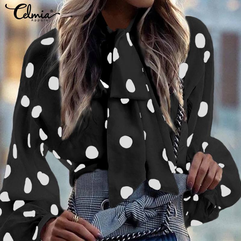 Women Long Sleeve Shirts 2020 Celmia Office Party Blusas Bow Tie Neck Polka Dot Blouse Female Laidies Elegant Casual Loose Tops, Black
Women Long Sleeve Shirts 2020 Celmia Office Party Blusas Bow Tie Neck Polka Dot Blouse Female Laidies Elegant Casual Loose Tops, Black