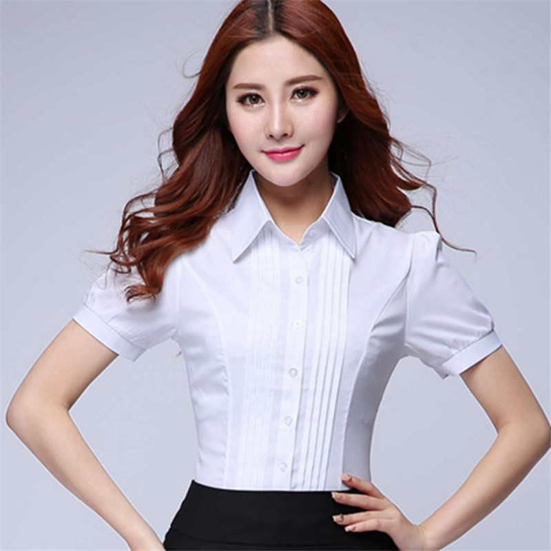 Korean Fashion Women Shirts Office Lady Cotton Blouse Blusas Mujer De Moda 2019 Women Blouses Elegant Shirt Plus Size 5XL