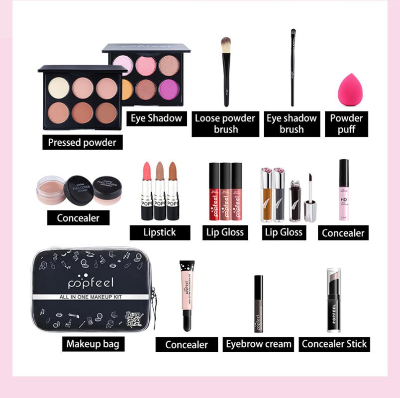 20pcs/set makeup set Cosmetic kit eye shadow eyebrow lipstick pencil lip gloss brush for makeup powder puff with bag+EUB
20pcs/set makeup set Cosmetic kit eye shadow eyebrow lipstick pencil lip gloss brush for makeup powder puff with bag+EUB