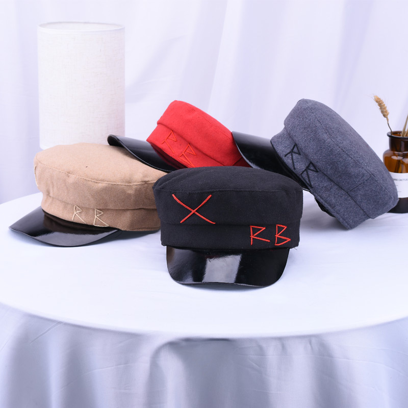 Hairy Winter Hat Women Fashion Berets Hats for Girls Street Style Wool Caps Women Hat Military Cap Black Flat Caps