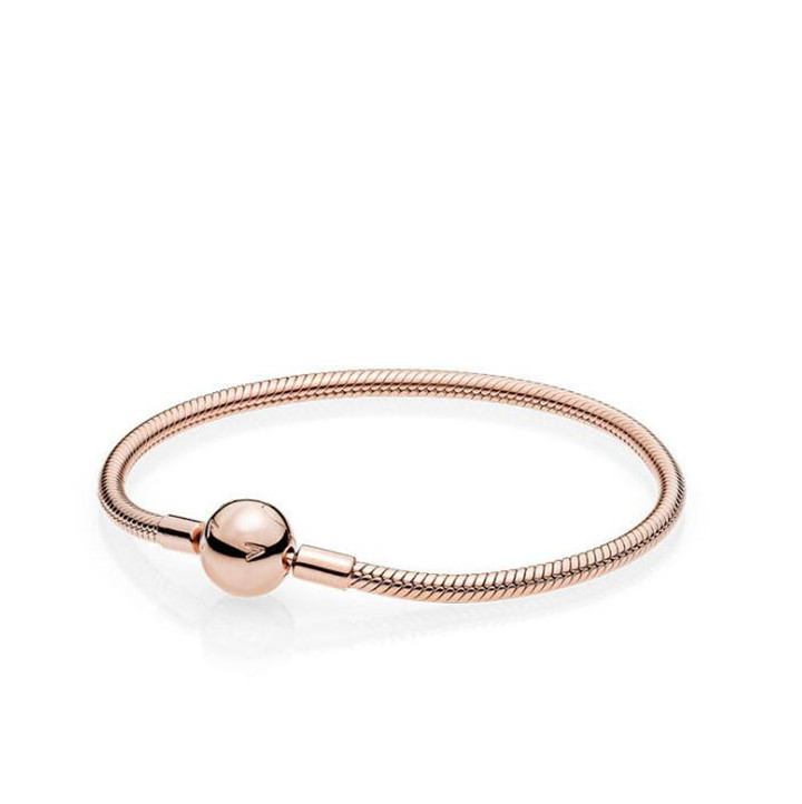 Beautiful Women 18K Rose Gold 3mm Snake Chain Bracelet Fit Pandora Silver Charms European Beads Bracelet DIY Jewelry Making 
Beautiful Women 18K Rose Gold 3mm Snake Chain Bracelet Fit Pandora Silver Charms European Beads Bracelet DIY Jewelry Making