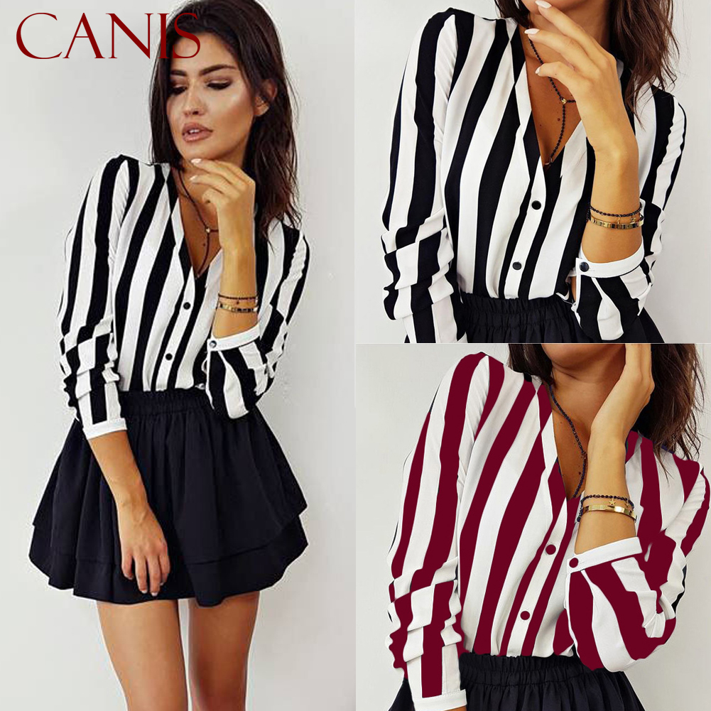 New Spring Autumn Sexy V Neck Women Shirts Blouse Striped Long Sleeve Irregular Work Office Blouse Shirt Camisas Mujer, Black
New Spring Autumn Sexy V Neck Women Shirts Blouse Striped Long Sleeve Irregular Work Office Blouse Shirt Camisas Mujer, Black