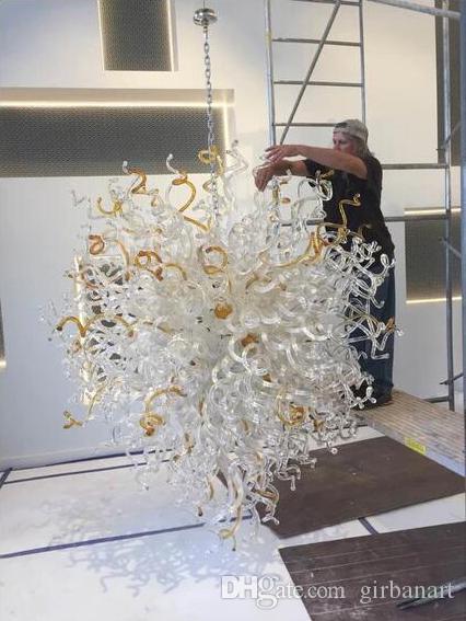 Hand Blown Glass Large Chandelier Pendant Lighting Hotel Decorative Art Glass Crystal Chandelier for Art Decoration