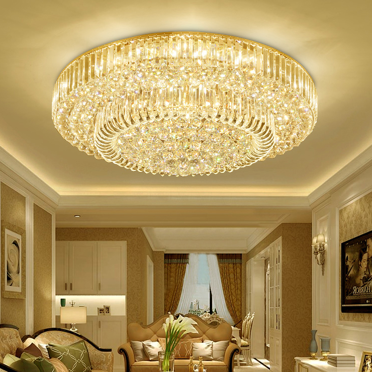 American LED Light Modern Crystal Ceiling Lights Fixture 3 White Color Dimmable Ceiling Lamp with Remote Controller Home Indoor Lighting