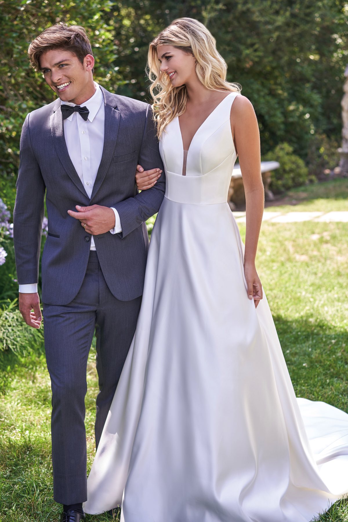 jasmine satin a line wedding dresses deep v neck sleeveless bridal gowns simply new fashion wedding dress