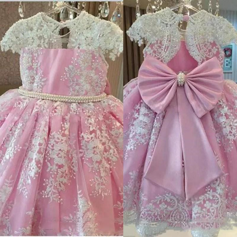 Baby Girl First Birthday Dress with Bow Lace Applique Short Sleeve Long Flower Girl Dress for Party 12M 18M 24M, Pink
Baby Girl First Birthday Dress with Bow Lace Applique Short Sleeve Long Flower Girl Dress for Party 12M 18M 24M, Pink