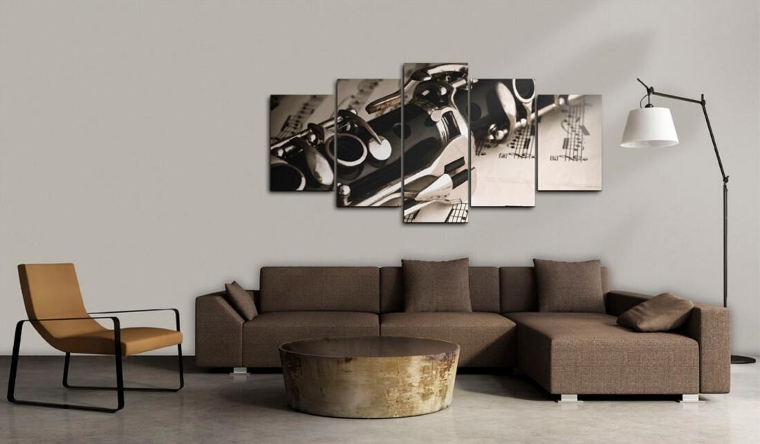 ( No Frame)5PCS/Set Modern Instrument Sound of the Clarinet Art Print Frameless Canvas Painting Wall Picture Home Decoration