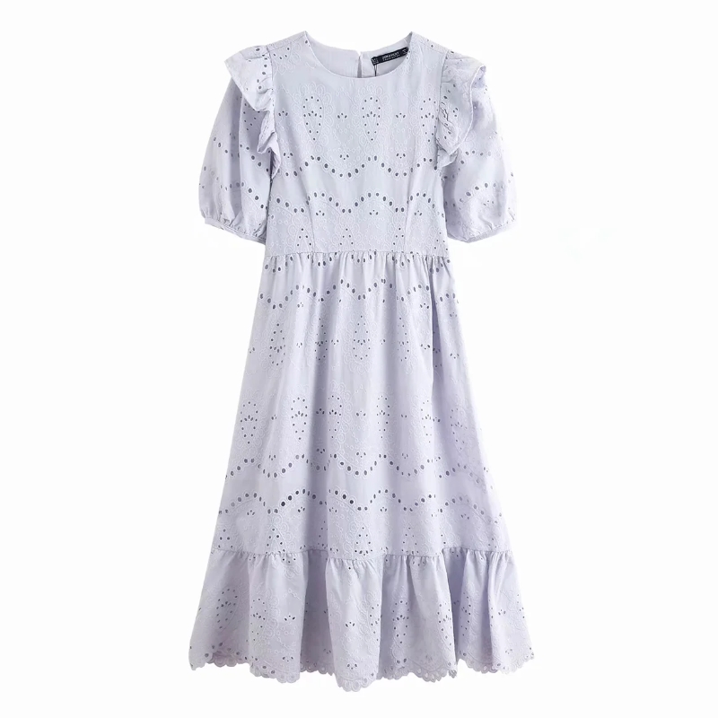 Casual Woman Hollowing embroidery O Neck Lantern Sleeve Midi Dress 2020 New Fashion Ladies Ruffle hem Loose Dresses D5599, As pic
Casual Woman Hollowing embroidery O Neck Lantern Sleeve Midi Dress 2020 New Fashion Ladies Ruffle hem Loose Dresses D5599, As pic