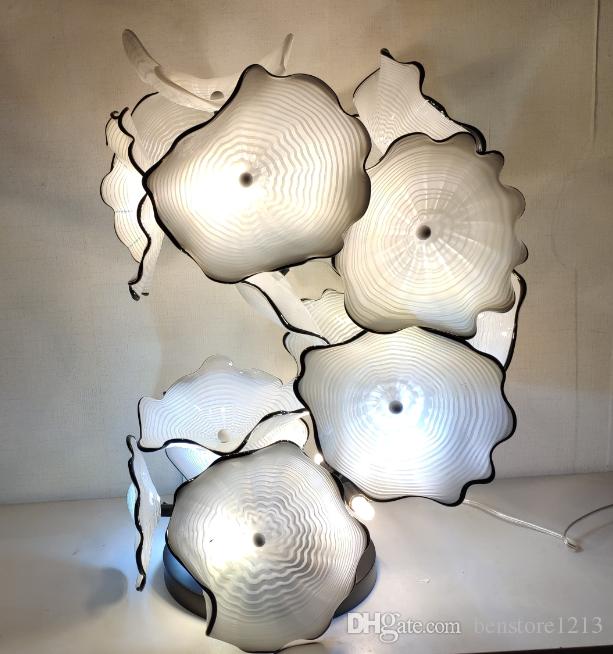 Creative Murano Glass Plates Floor Lamps Flower Design Glass Art Sculpture Standing Lamp Hot Sale Modern Decor in White Color