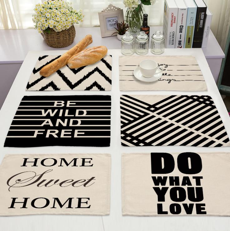 1Pcs 42*32cm Geometric Letter Pattern Placemat Dining Table Mats Drink Coasters Cotton Linen Pads Kitchen Accessories
1Pcs 42*32cm Geometric Letter Pattern Placemat Dining Table Mats Drink Coasters Cotton Linen Pads Kitchen Accessories