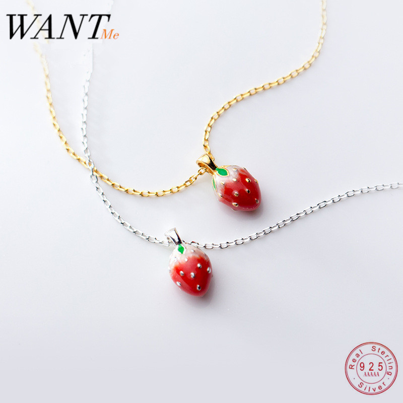 WANTME Trendy Sweet Red Strawberry Pendant Necklaces for Women Genuine 100% 925 Sterling Silver Party Fine Jewelry Accessories
WANTME Trendy Sweet Red Strawberry Pendant Necklaces for Women Genuine 100% 925 Sterling Silver Party Fine Jewelry Accessories