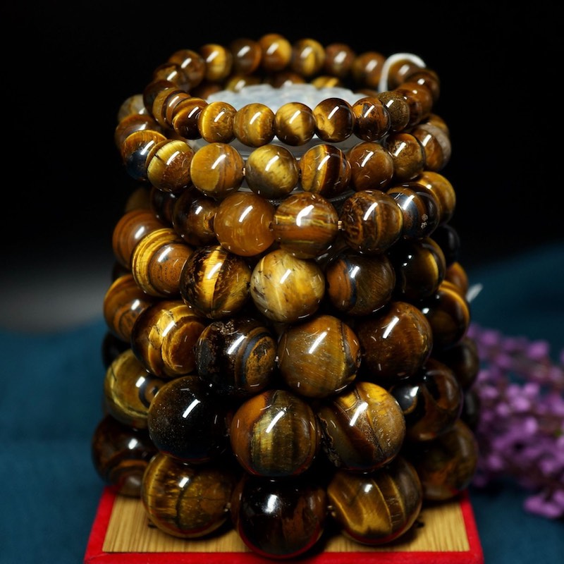 Natural Crystal Tricolor Tiger Eye Stone Strands Men And Women Hand String Hawk Bracelet With Elastic 6 to 16mm