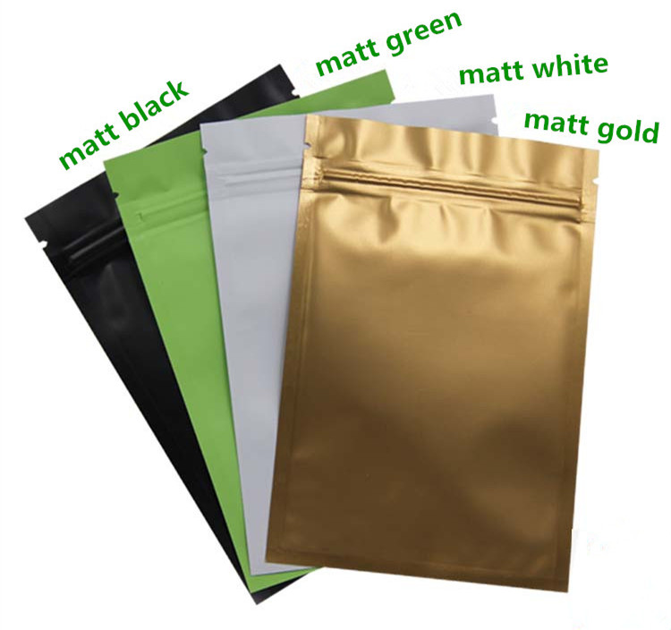 Matte White Flat Aluminum Foil Zip Lock Bag Resealable Sugar Snack Nuts Tea Coffee Beans Xmas Gifts Zipper Trial Heat Sealing Packaging Logo Printing 