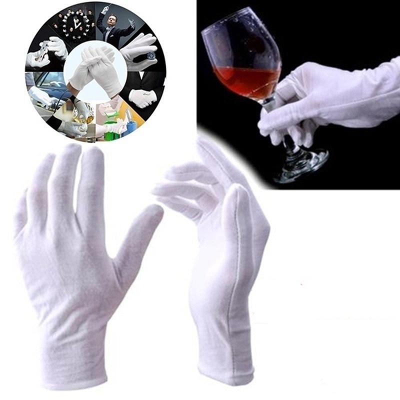 12pcs Soft White Cotton Gloves Garden Housework Protective Glove Inspection Work Wedding Ceremony Gloves Antistatic Reusable Wash3261838