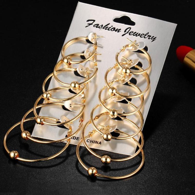 6 Pairs/Set Fashion Big Round Circle Hoop Earrings Ball Pendant Women Jewelry
6 Pairs/Set Fashion Big Round Circle Hoop Earrings Ball Pendant Women Jewelry