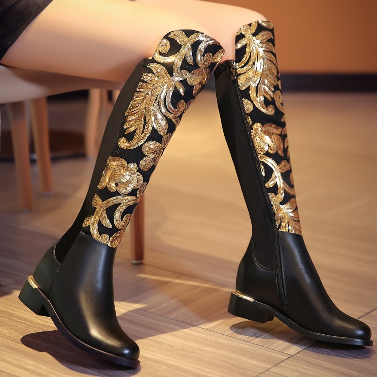 Legzen Quality Women Knee High Boots Glitter Real Leather Low Heels Black Riding Boots Shoes Woman Plus Size, Gz144 black
Legzen Quality Women Knee High Boots Glitter Real Leather Low Heels Black Riding Boots Shoes Woman Plus Size, Gz144 black