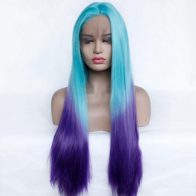 MHAZEL Ombre Color Glueless Heat Resistant Synthetic Lace Front Wig Blue To Purple Cosplay Ombre Wigs For Black Women
MHAZEL Ombre Color Glueless Heat Resistant Synthetic Lace Front Wig Blue To Purple Cosplay Ombre Wigs For Black Women