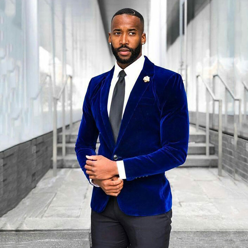 Royal Blue Velvet Smoking Jacket Costume Homme Suit Men Wedding Groom Tuxedo Best Man Blazers 2Piece Slim Fit Terno Masculino, Custom made
Royal Blue Velvet Smoking Jacket Costume Homme Suit Men Wedding Groom Tuxedo Best Man Blazers 2Piece Slim Fit Terno Masculino, Custom made