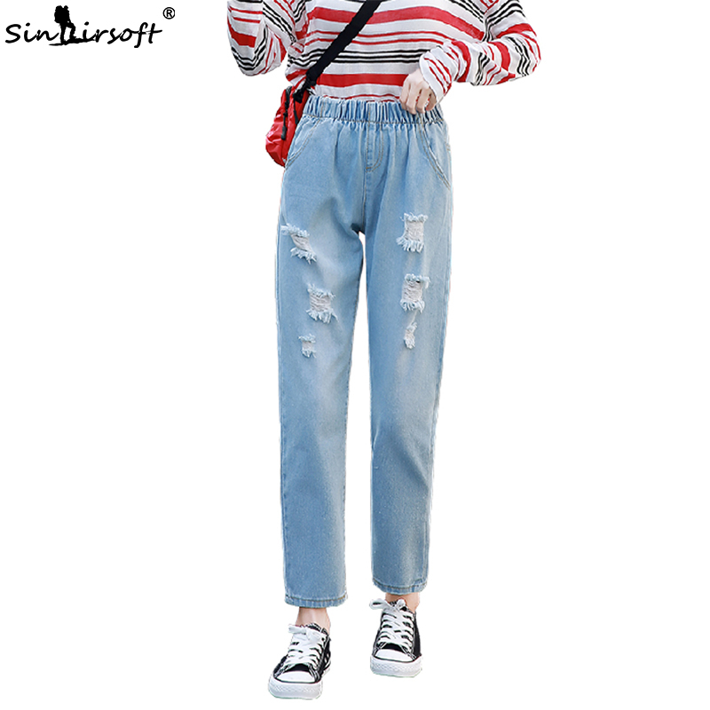 Plus Size Women Ripped Hole Denim Pants Jeans Women Elastic High Waist Loose Jean Pants Spring Summer Cotton Straight Trousers, As pic
Plus Size Women Ripped Hole Denim Pants Jeans Women Elastic High Waist Loose Jean Pants Spring Summer Cotton Straight Trousers, As pic