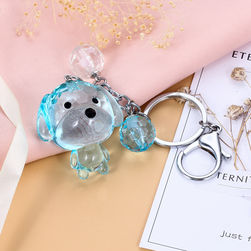 Transparent Crystal Dog Keychain Love Rope Key Chains Decorative Pendants for Women Bags Accessories Car Key Cute Gifts