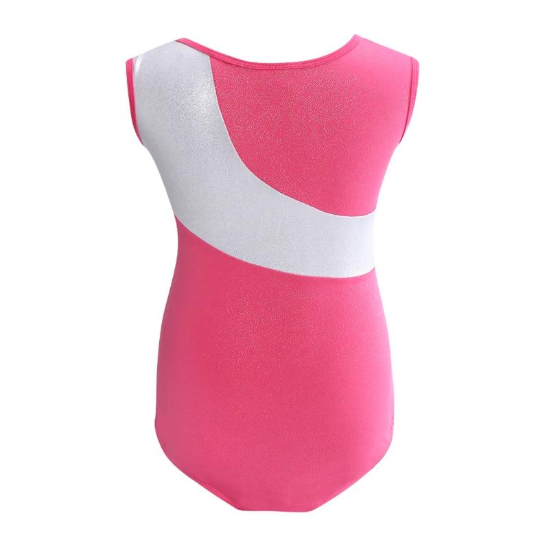 Stage Wear Girls Gymnastics Leotard Sleeveless Rhinestones Foil Printing Shinny Professional Gymnastic