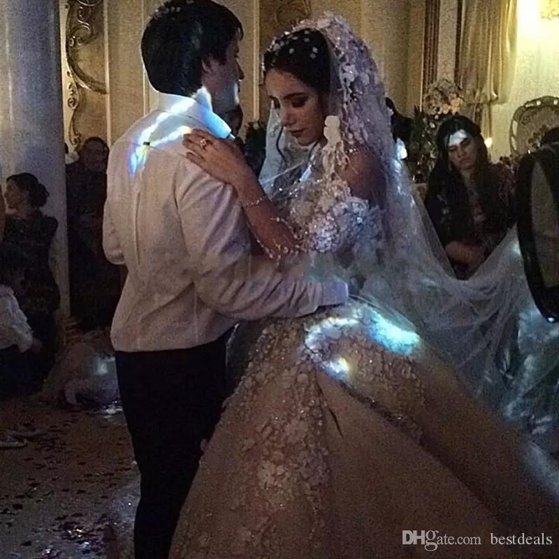 Michael Cinco 3D Floral Garden Ball Gown Wedding Dresses Stunning Detail Royal Train Church Dubai Arabic Bridal Wedding Gown