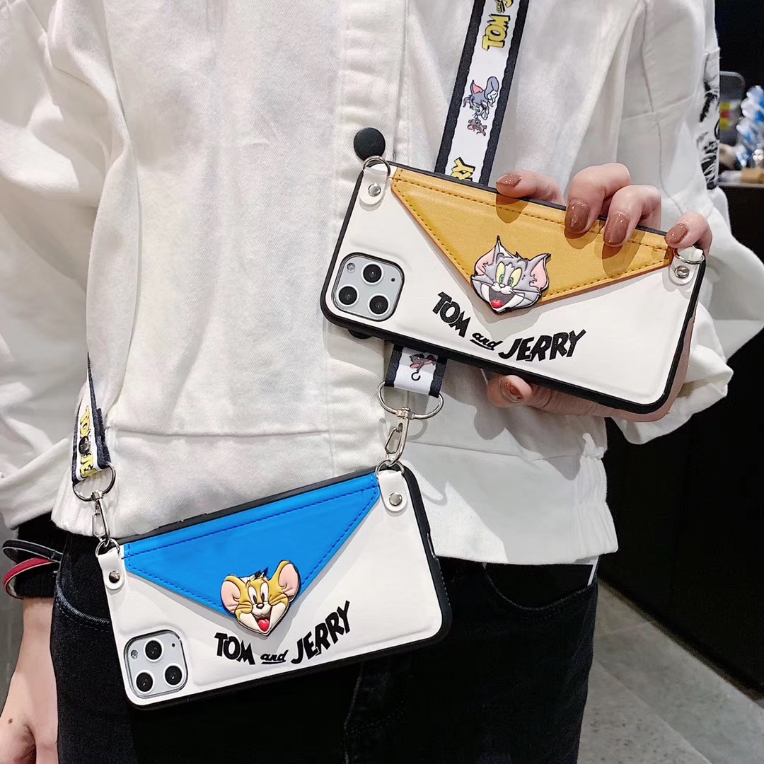 New Arrival Phone Case for IPhone 6/6p/6sp7/8/7p/8p/X/Xs/Xs Max IPhone 11 / 11pro Max Cat and mouse envelope with the same Lanyard #1