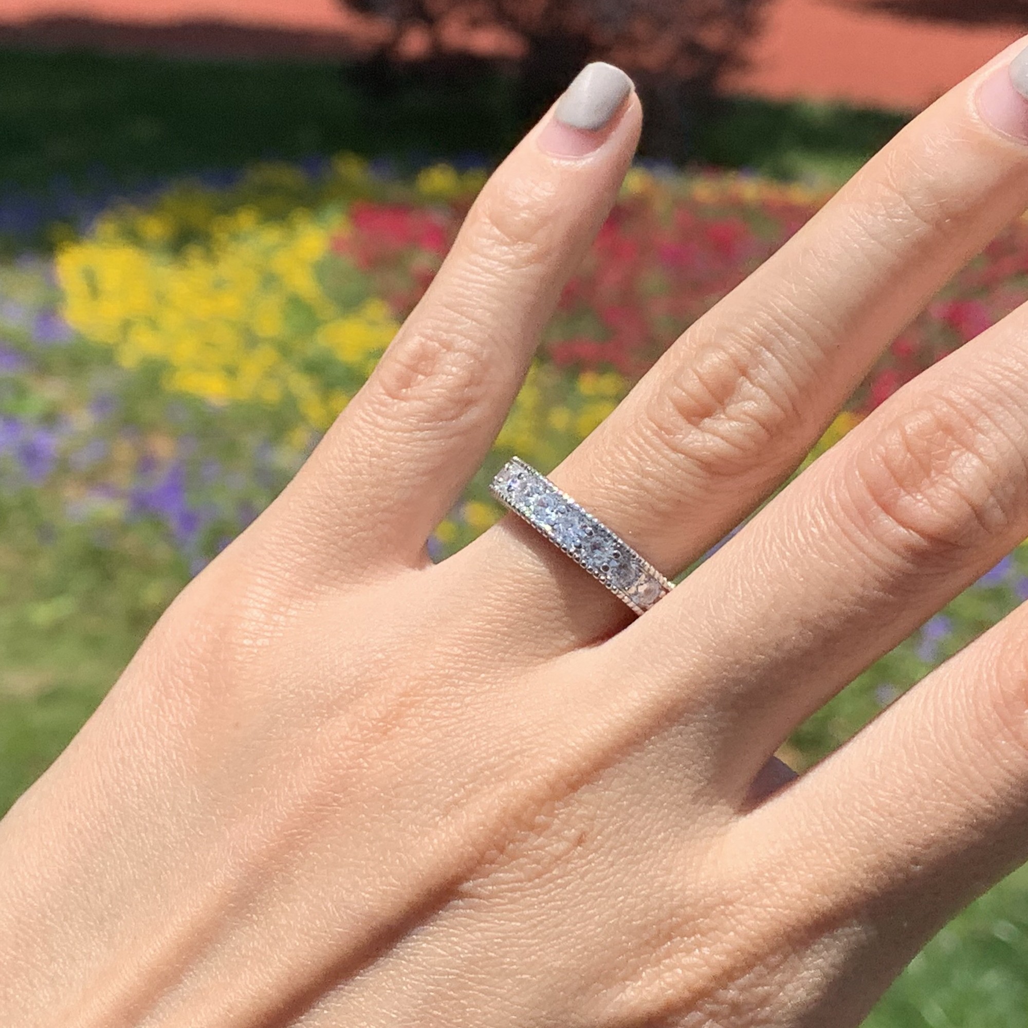 Sterg Sier White Topaz Promise Ring for Women, Unique Fine tail Bridal Wedding Ring, US Size 5-10