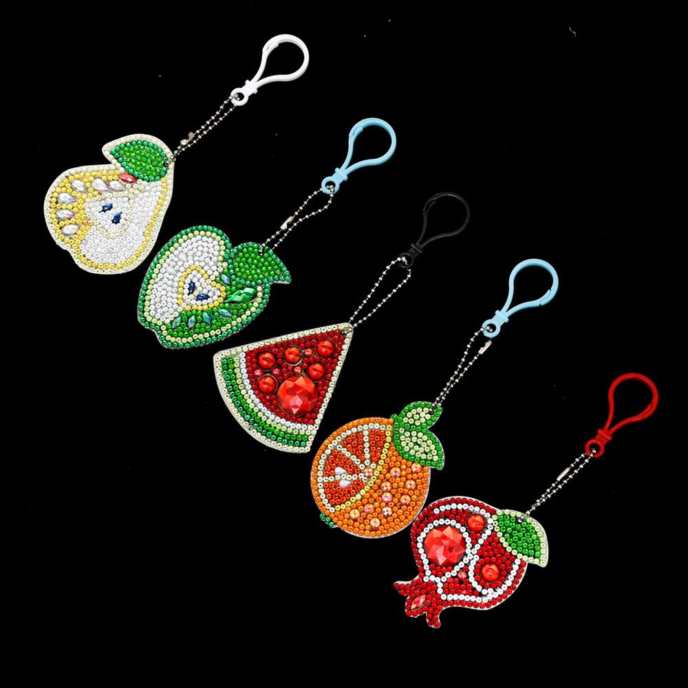 Diy Key Chain Accessories 5D Rhinestone Painting Keychain Key Ring Key Chain Keyring Embroidery Pendant Bag Charms 5pcs/set